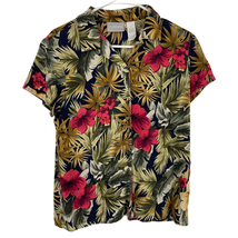 Liz Claiborne Collection Button Front Hawaiian Silk Collar Shirt Women 10 Floral - £10.79 GBP