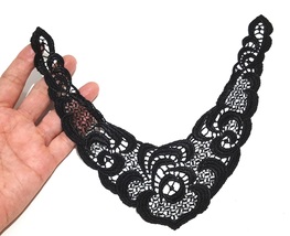 3-5 pcs Black Embroidery Collar Neckline Lace Patch Motif Appliques A186 - £4.69 GBP+