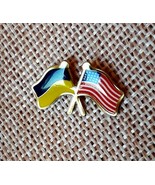 Ukrainian &amp; USA flag Ukrainian Lapel Pin Metal Ukrainian American badge ... - $15.89 CAD