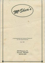 McShea&#39;s Irish American Restaurant Menu Northshore Drive Knoxville Tenne... - £14.24 GBP