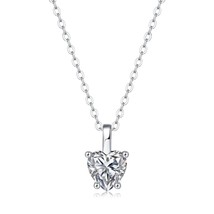 1 Ct Solitaire Heart Dangle VVS1 Moissanite 14k White Gold Plated 18&quot; Necklace - £82.25 GBP