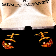 NIB~Vintage Stacy Adams gold and rhinestone cufflink set - £21.83 GBP