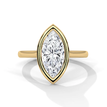 Solitaire Bezel 2ct Marquise Moissanite Diamond Engagement Ring - $650.00