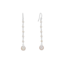 Sterling Silver Pink Opal and Cultured Freshwater Pearl Drop Earrings - £29.50 GBP