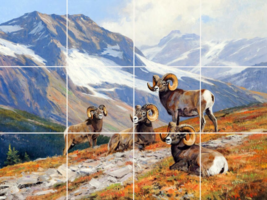 Mountain rams goats wildlife western ceramic tile mural backsplash - $59.39+