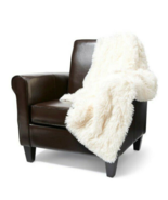 Ivory Luxury Plush Ombre Faux Fur Soft Throw Blanket Micro Suede Backing... - £29.84 GBP