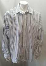 Tommy Hilfiger Blue Green Striped Long Sleeve 80&#39;s 2 Ply Button Down Shi... - $11.77