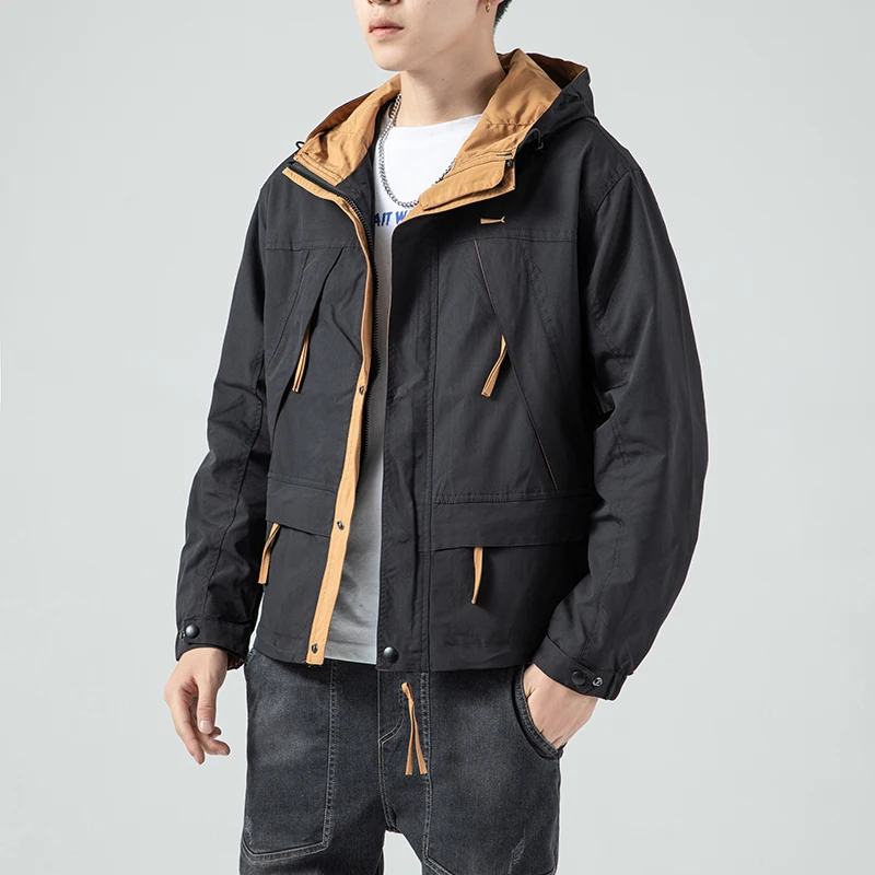   Men&#39;s Jackets Trendy Hooded Cargo Jacket Men Hip Hop High Street Pilot Coats M - £218.53 GBP