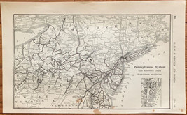 1923 Antique PENNSYLVANIA SYSTEM EASTERN SECTION Map Vintage RAILWAY Map - £7.81 GBP