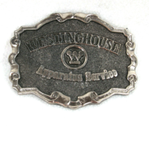 Vintage Westinghouse Apparatus Service Belt Buckle Silver tone Metal Adv... - £15.62 GBP