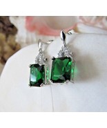Gorgeous New 5.5 Carat Emerald Green Zircon Earrings~Sterling Silver~W/G... - £16.17 GBP