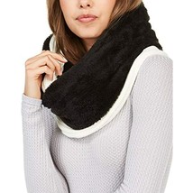 $58 DKNY Fleece-Lined Knit Infinity Scarf Black Cream Faux Fur One Size - $16.38