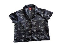Women NFL Oakland Las Vegas Raiders Satin button-Up Night T-Shirt Size L - $14.25