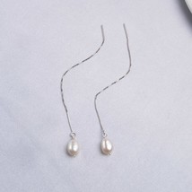 ASHIQI 925 Silver Long Chain Earring Pendants For Women Natural Freshwat... - $19.53