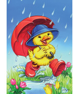 April Showers Duck Spring House Flag Umbrella 28&quot; X 40&quot; - £25.05 GBP