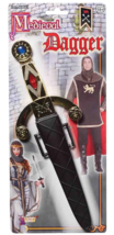 MEDIEVAL DAGGER W/ SHEATH GOLD BLACK COSTUME ACCESSORY - $8.79