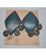NEW Teresa Goodall Mixed Material Large Blue/Green Gold Tone Pierced Ear... - £15.52 GBP