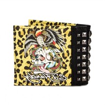 Ed Hardy Men&#39;s Leopard Print Skull With Studs Bifold Wallet Size One Size - $39.60