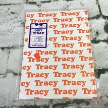 Vintage 1982 Personalized Gift Wrap TRACY Orange Lettering Set Of 2 Sheets NOS - £9.30 GBP