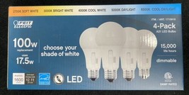 FEIT Electric 100 Watt 17.5 Watt A21 Dimmable Selectable Color 4-Pack LE... - £16.49 GBP