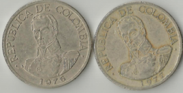 Columbia One Peso Coins 1976 &amp; 1977  Cir. Coins # 37 - $5.93