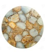 18&quot; Round Yellow Agate Coffee Table Countertop Handmade Work Console Bar... - €328,86 EUR