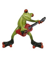 Wild Rock Band Electric Guitarist Green Toad Frog Rocking It Out Figurine - $28.69 CAD