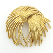 MONET vintage gold-tone Mirador brooch - big 2.25&quot; fireworks textured wh... - £19.98 GBP