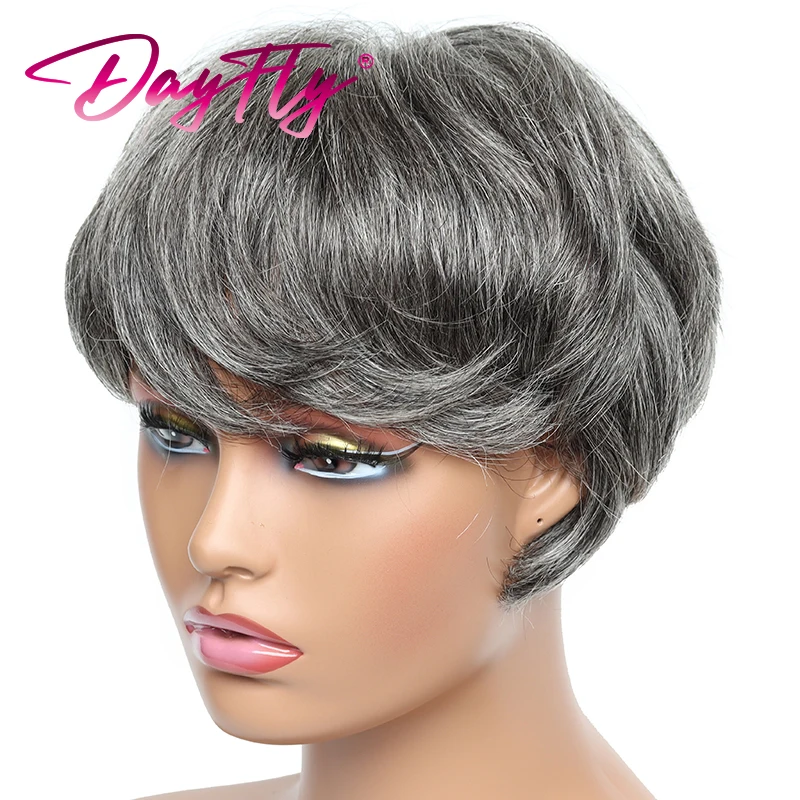 Short Pixie Cut Wigs alicoco hair Natural Wave Wigs With Bangs Highlight Col - £22.43 GBP+