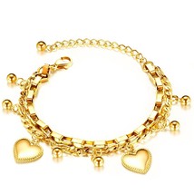 New Stainless Steel Girls Bracelets Women Gift Multi-layer Stylish Heart Charm B - £10.43 GBP