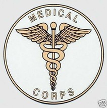 4" Army Medical Corps Military Car White Gold Decal - £15.97 GBP