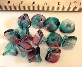 12 12mm 3-Petal Flower Beads: Dual Coated - Pink/Blue - $2.11