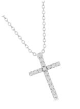 Sterling Brilliant Jewelry Round Cut Cz Cross Pendant - £37.62 GBP
