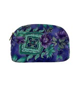 Vintage Ted Lapidus Purple Green Floral Makeup Bag Pouch Cosmetic Travel - $14.85