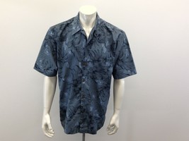 Bill Blass Men&#39;s Large Blue Button Up All Over Print Polyester Hawaiian Shirt - £11.52 GBP
