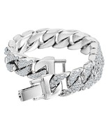 10Ct Rotondo Finto Diamanti da Uomo Maglia Cubana Bracciale 14K Oro Bian... - €743,49 EUR