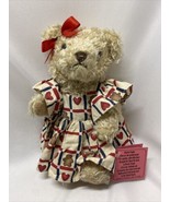 Bearly People Bear Jointed 1996 Red White &amp; Blue Country Dress Hearts Re... - £23.58 GBP