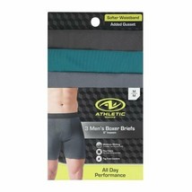 Athletic Works Men&#39;s Boxer Briefs 6&quot; Size SMALL Moisture Wick Flex Fabric Tag Fr - £12.57 GBP