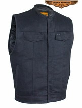 Men&#39;s Black Denim Gun Pocket Biker Club Vest Motorcycle Club Vest - $73.92 CAD+