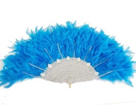 Turquoise Blue Traditional Igbo Nigerian Wedding Bridal Feather Fan. Fea... - £55.78 GBP