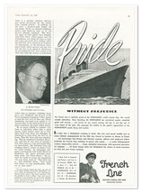 Print Ad French Line SS Normandie Pride Vintage 1938 3/4-Page Advertisement - $9.70