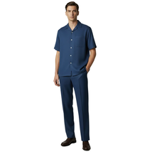Men 2pc Walking Leisure Suit Short Sleeves By DREAMS 256-41 Sailor Blue image 3