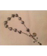  Heart Shaped Hematite bead bracelet with a small Holy Family medal 8 mm... - £3.73 GBP