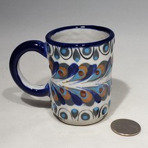 Artisan Pottery Peacock Feather Espresso Ceramic Mug Handmade Palopo Gua... - £12.07 GBP