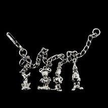 Vintage Disney Silver Toned Characters Charm Bracelet Pluto Mickey Donald Goofy - £19.34 GBP