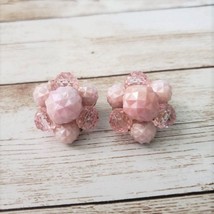 Vintage Clip On Earrings - Bumpy Style Cluster in Pink Tones - $12.99