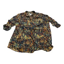 Christopher &amp; Banks Shirt Womens 3X Multicolor Printed Roll Tab Sleeve B... - £16.23 GBP