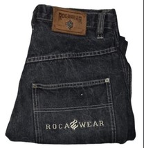 Rocawear 31 x 33 Y2K Baggy Jeans Black Grunge Hip Hop Cybergoth Wide Leg Skate  - £46.83 GBP