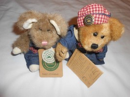 2 NEW Boyds Bears w/ COA Bearwear Eleanor &amp; Sharp Mc Nibble jointed Denim outfit - £10.07 GBP