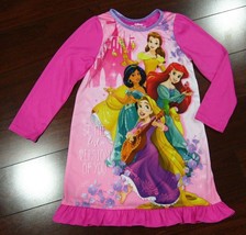 DISNEY PRINCESS Girl&#39;s Sleeping Night Gown Ariel Jasmine Rapunzel Pink S... - £11.84 GBP